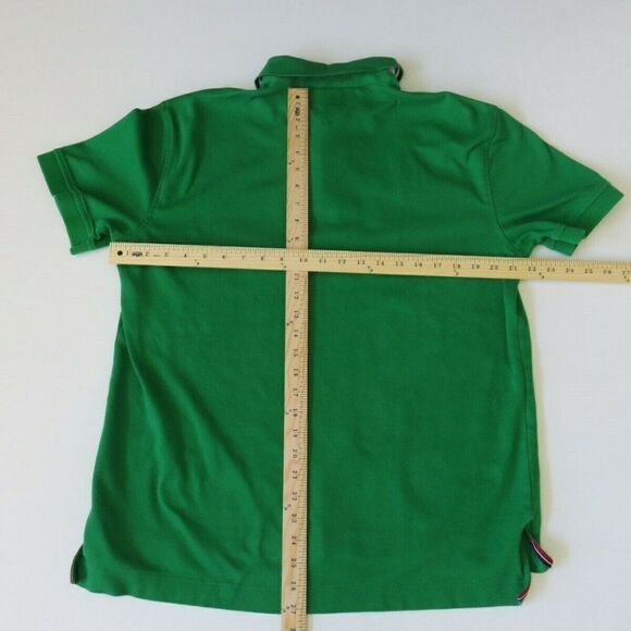 Tommy Hilfiger Polo Shirt Men Large Green Red Flag Golf Rugby Casual 100% Cotton - Picture 8 of 10